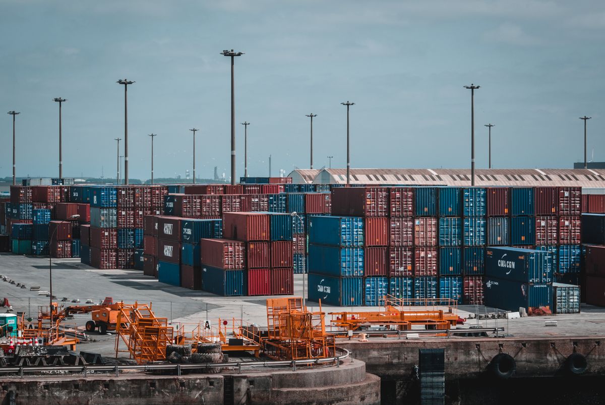 Containers staged in a Harbrook intermodal yard