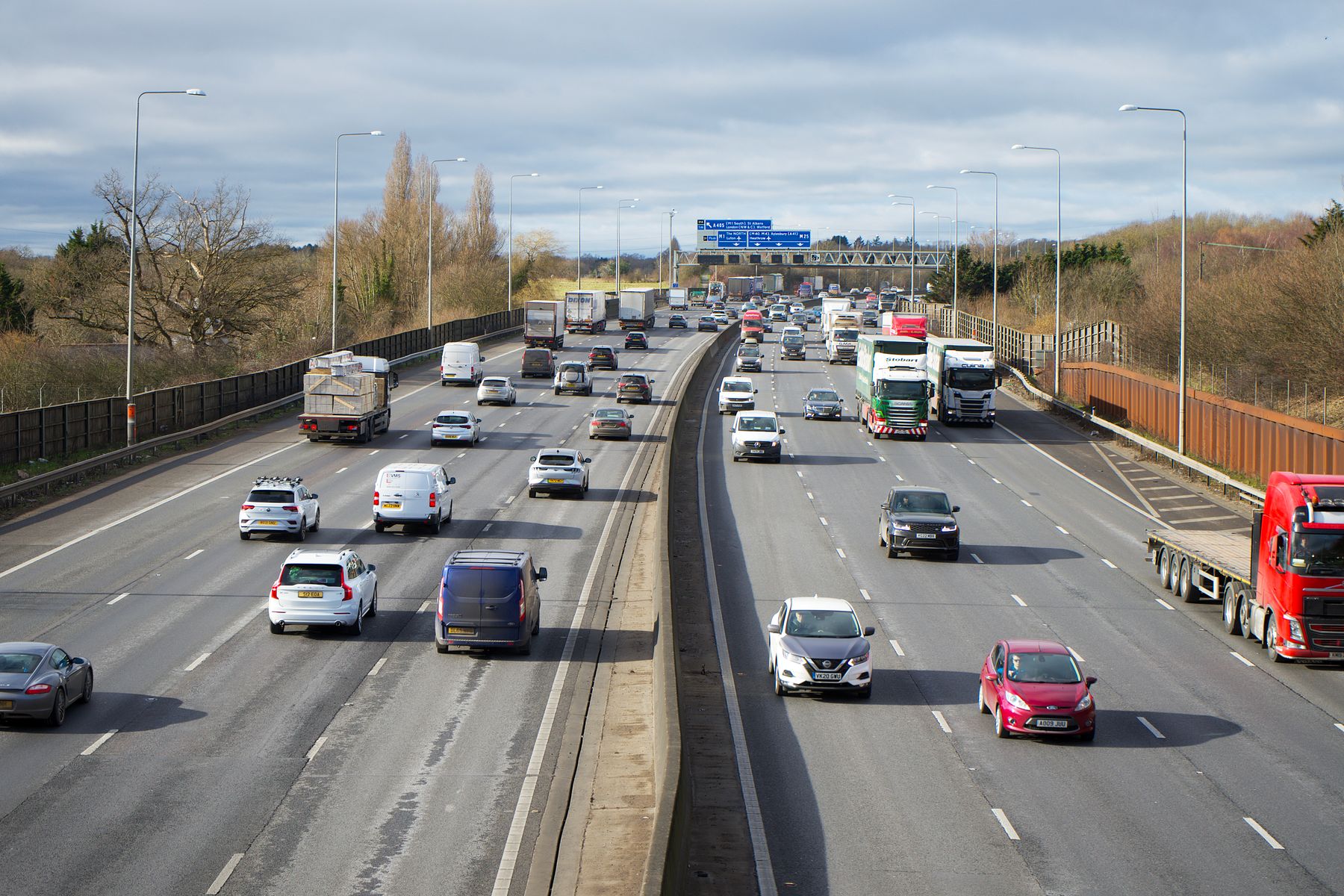 Freight traffic on a British motorway